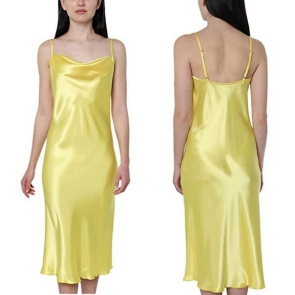 bebe Dresses & Skirts - 🆕️⬇️bebe Yellow Satin Cowl Neck Slip Midi Dress